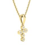 0.10 Carat (cttw) Round White Diamond Ladies Cross Pendant 1/10 CT (Gold Chain Included) 14K Yellow Gold