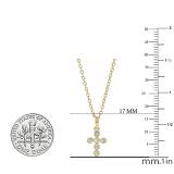0.10 Carat (cttw) Round White Diamond Ladies Cross Pendant 1/10 CT (Gold Chain Included) 14K Yellow Gold
