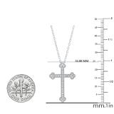 0.15 Carat (cttw) Round White Diamond Ladies Cross Pendant (Silver Chain Included) 10K White Gold