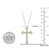 0.15 Carat (cttw) Round White Diamond Ladies Cross Pendant (Silver Chain Included) 10K Yellow Gold