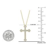 0.15 Carat (cttw) Round White Diamond Ladies Cross Pendant (Gold Chain Included) 10K Yellow Gold