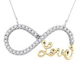 0.20 Carat (cttw) Round White Diamond Infinity Love Pendant Necklace 1/5 CT 18K White & Yellow Gold