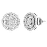 0.45 Carat (cttw) Round White Diamond Ladies Flower Cluster Stud Earrings 1/2 CT 10K White Gold