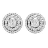 0.45 Carat (cttw) Round White Diamond Ladies Flower Cluster Stud Earrings 1/2 CT 10K White Gold