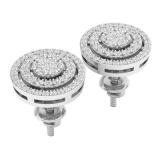 0.45 Carat (cttw) Round White Diamond Ladies Flower Cluster Stud Earrings 1/2 CT 10K White Gold