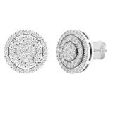 0.45 Carat (cttw) Round White Diamond Ladies Flower Cluster Stud Earrings 1/2 CT 14K White Gold