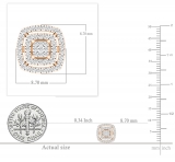0.30 Carat (cttw) Round White Diamond Ladies Double Cushion Frame Stud Earrings 1/3 CT 14K Rose Gold