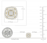 0.30 Carat (cttw) Round White Diamond Ladies Double Cushion Frame Stud Earrings 1/3 CT 14K Yellow Gold