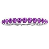 2 mm Round Amethyst Ladies Anniversary Stackable Wedding Band 18K White Gold