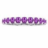 2.5 mm Round Amethyst Ladies Anniversary Stackable Wedding Band 10K White Gold