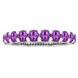 3 mm Round Amethyst Ladies Anniversary Stackable Wedding Band 10K White Gold