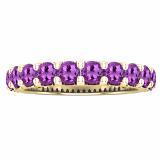3 mm Round Amethyst Ladies Anniversary Stackable Wedding Band 14K Yellow Gold