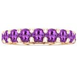 3.5 mm Round Amethyst Ladies Anniversary Stackable Wedding Band 18K Rose Gold