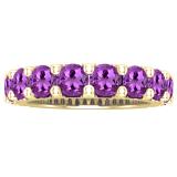 4 mm Round Amethyst Ladies Anniversary Stackable Wedding Band 14K Yellow Gold