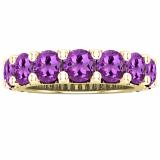 4.5 mm Round Amethyst Ladies Anniversary Stackable Wedding Band 14K Yellow Gold