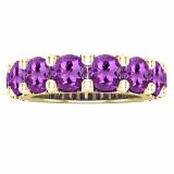 5 mm Round Amethyst Ladies Anniversary Stackable Wedding Band 14K Yellow Gold