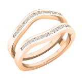 0.30 Carat (cttw) Round White Diamond Ladies Anniversary Enhancer Guard Wedding Band 1/3 CT 14K Rose Gold