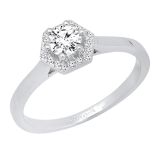0.50 Carat (cttw) Round White Diamond Octagonal Shape Ladies Bridal Engagement Ring 1/2 CT 10K White Gold