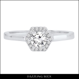 0.50 Carat (cttw) Round White Diamond Octagonal Shape Ladies Bridal Engagement Ring 1/2 CT 10K White Gold