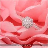 0.50 Carat (cttw) Round White Diamond Octagonal Shape Ladies Bridal Engagement Ring 1/2 CT 10K White Gold
