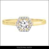 0.50 Carat (cttw) Round White Diamond Octagonal Shape Ladies Bridal Engagement Ring 1/2 CT 14K Yellow Gold