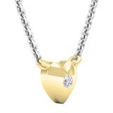 0.05 Carat (cttw) Round White Diamond Ladies Solitaire Heart Pendant (Silver Chain Included) 10K Yellow Gold
