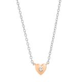 0.05 Carat (cttw) Round White Diamond Ladies Solitaire Heart Pendant (Silver Chain Included) 18K Rose Gold