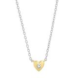 0.05 Carat (cttw) Round White Diamond Ladies Solitaire Heart Pendant (Silver Chain Included) 18K Yellow Gold