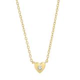 0.05 Carat (cttw) Round White Diamond Ladies Solitaire Heart Pendant (Gold Chain Included) 18K Yellow Gold