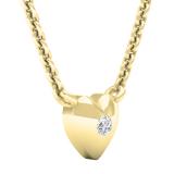 0.05 Carat (cttw) Round White Diamond Ladies Solitaire Heart Pendant (Gold Chain Included) 18K Yellow Gold