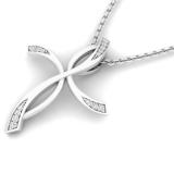 0.05 Carat (cttw) Round White Diamond Ladies Twist Cross Pendant (Silver Chain Included) 10K White Gold