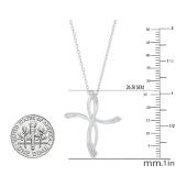0.05 Carat (cttw) Round White Diamond Ladies Twist Cross Pendant (Silver Chain Included) 10K White Gold