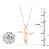 0.05 Carat (cttw) Round White Diamond Ladies Twist Cross Pendant (Silver Chain Included) 14K Rose Gold