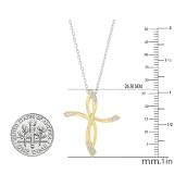 0.05 Carat (cttw) Round White Diamond Ladies Twist Cross Pendant (Silver Chain Included) 14K Yellow Gold