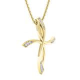 0.05 Carat (cttw) Round White Diamond Ladies Twist Cross Pendant (Gold Chain Included) 10K Yellow Gold