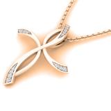 0.05 Carat (cttw) Round White Diamond Ladies Twist Cross Pendant (Gold Chain Included) 18K Rose Gold
