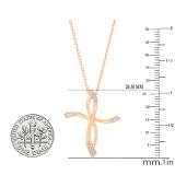 0.05 Carat (cttw) Round White Diamond Ladies Twist Cross Pendant (Gold Chain Included) 18K Rose Gold