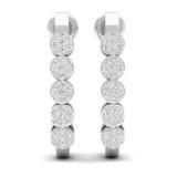 0.30 Carat (cttw) Round White Diamond Ladies J Shape Hoop Earrings 1/3 CT Sterling Silver