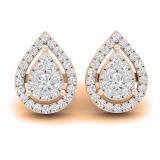 0.65 Carat (cttw) Round White Diamond Ladies Pear Shaped Stud Earrings 10K Rose Gold
