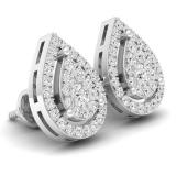 0.65 Carat (cttw) Round White Diamond Ladies Pear Shaped Stud Earrings 10K White Gold