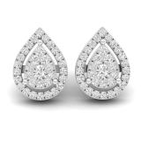 0.65 Carat (cttw) Round White Diamond Ladies Pear Shaped Stud Earrings 18K White Gold