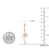 0.15 Carat (cttw) Round White Diamond Ladies Beaded Palm Tree Drop Earrings 10K Rose Gold