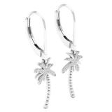 0.15 Carat (cttw) Round White Diamond Ladies Beaded Palm Tree Drop Earrings 18K White Gold