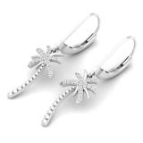 0.15 Carat (cttw) Round White Diamond Ladies Beaded Palm Tree Drop Earrings 18K White Gold