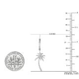 0.15 Carat (cttw) Round White Diamond Ladies Beaded Palm Tree Drop Earrings 18K White Gold