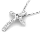 0.50 Carat (cttw) Round & Baguette Diamond Ladies Heart Cross Pendant 1/2 CT 10K White Gold