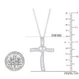 0.50 Carat (cttw) Round & Baguette Diamond Ladies Heart Cross Pendant 1/2 CT 10K White Gold