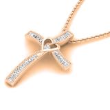 0.50 Carat (cttw) Round & Baguette Diamond Ladies Heart Cross Pendant 1/2 CT 10K Rose Gold