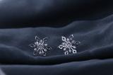 0.10 Carat (cttw) Round White Diamond Snowflake Ladies Stud Earring Sterling Silver