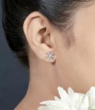 0.10 Carat (cttw) Round White Diamond Snowflake Ladies Stud Earring Sterling Silver